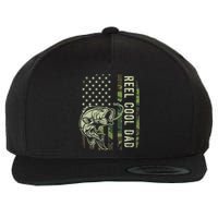 Reel Cool Dad Camouflage American Flag Wool Snapback Cap