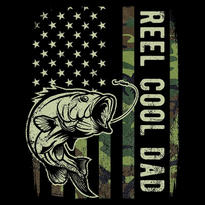 Reel Cool Dad Camouflage American Flag Wool Snapback Cap