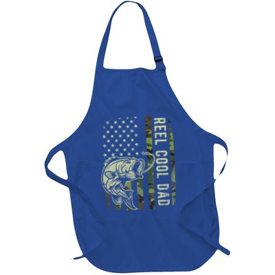 Reel Cool Dad Camouflage American Flag Full-Length Apron With Pockets