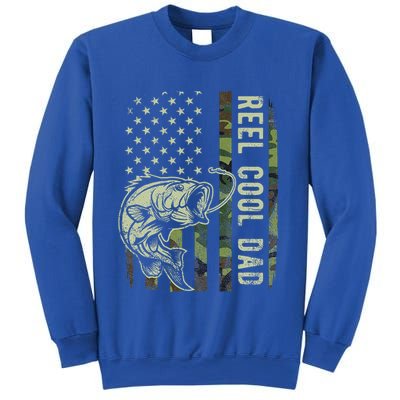 Reel Cool Dad Camouflage American Flag Sweatshirt