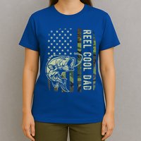 Reel Cool Dad Camouflage American Flag T-Shirt