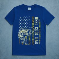 Reel Cool Dad Camouflage American Flag T-Shirt