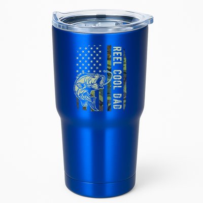 Reel Cool Dad Camouflage American Flag Tumbler