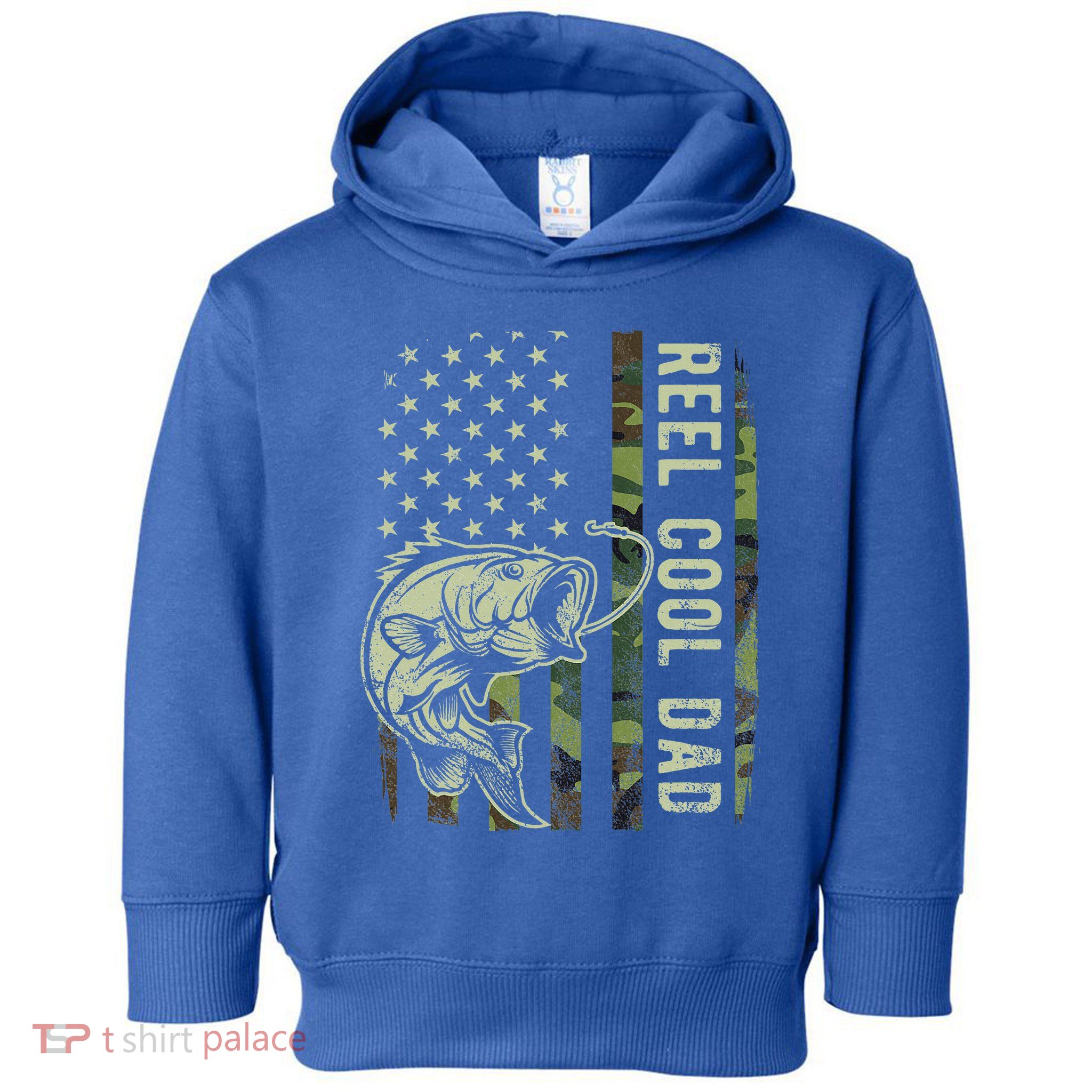 Reel Cool Dad Camouflage American Flag Toddler Hoodie