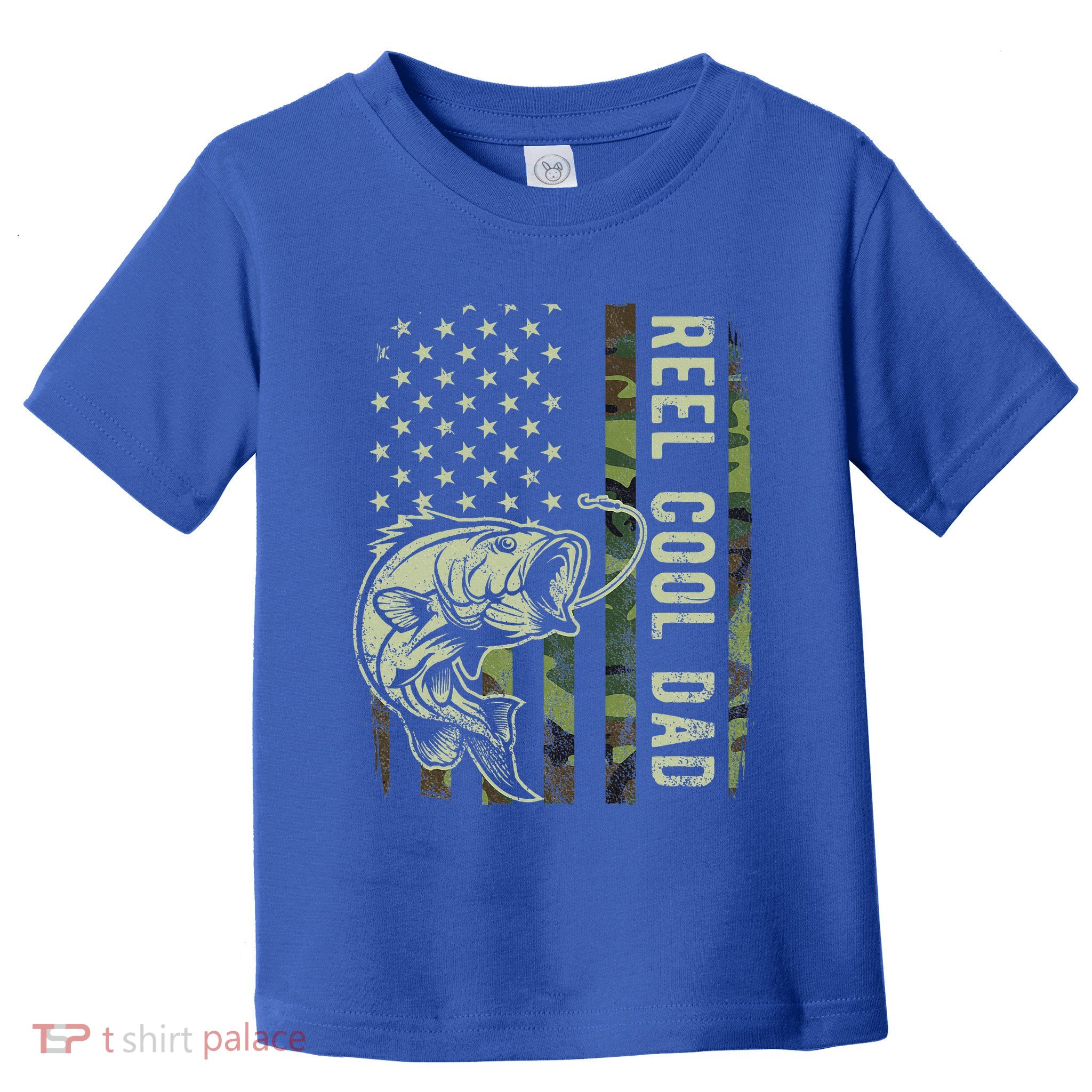 Reel Cool Dad Camouflage American Flag Toddler T-Shirt