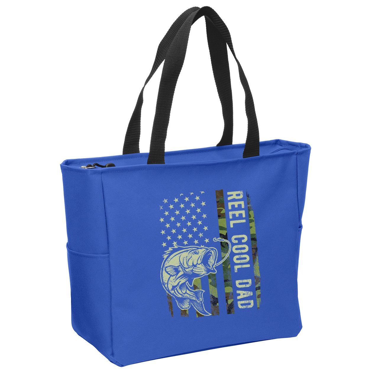 Reel Cool Dad Camouflage American Flag Zip Tote Bag