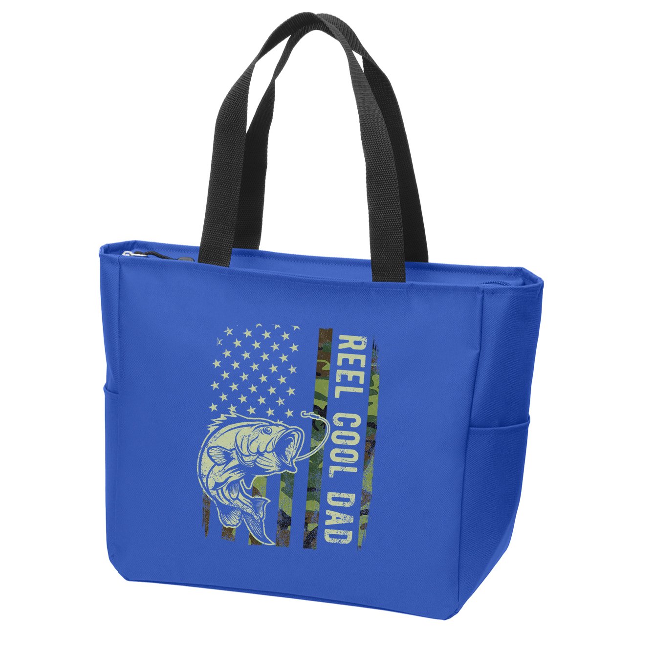 Reel Cool Dad Camouflage American Flag Zip Tote Bag