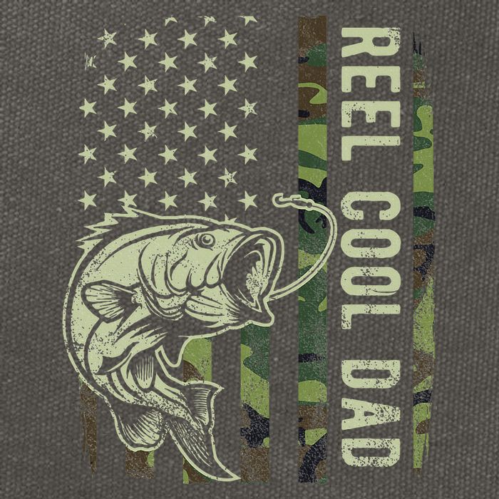 Reel Cool Dad Camouflage American Flag Cotton Canvas Backpack