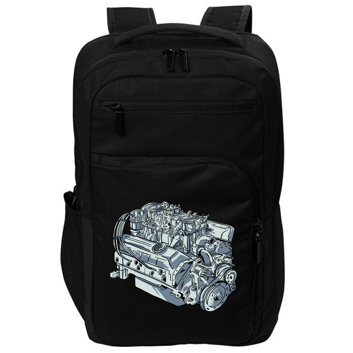 Realistic Car Engine Impact Tech Backpack