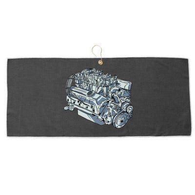 Realistic Car Engine Large Microfiber Waffle Golf Towel