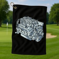 Realistic Car Engine Golf Towel