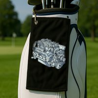 Realistic Car Engine Golf Towel