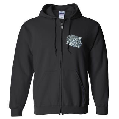 Realistic Car Engine Full Zip Hoodie