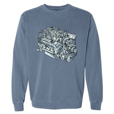 Realistic Car Engine Garment-Dyed Sweatshirt