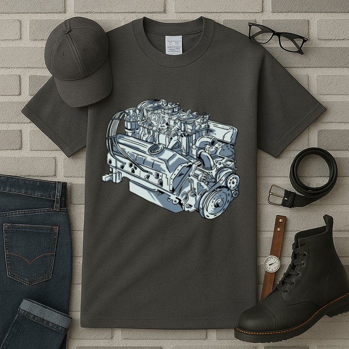 Realistic Car Engine Tall T-Shirt