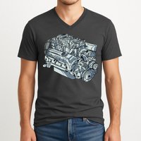 Realistic Car Engine V-Neck T-Shirt