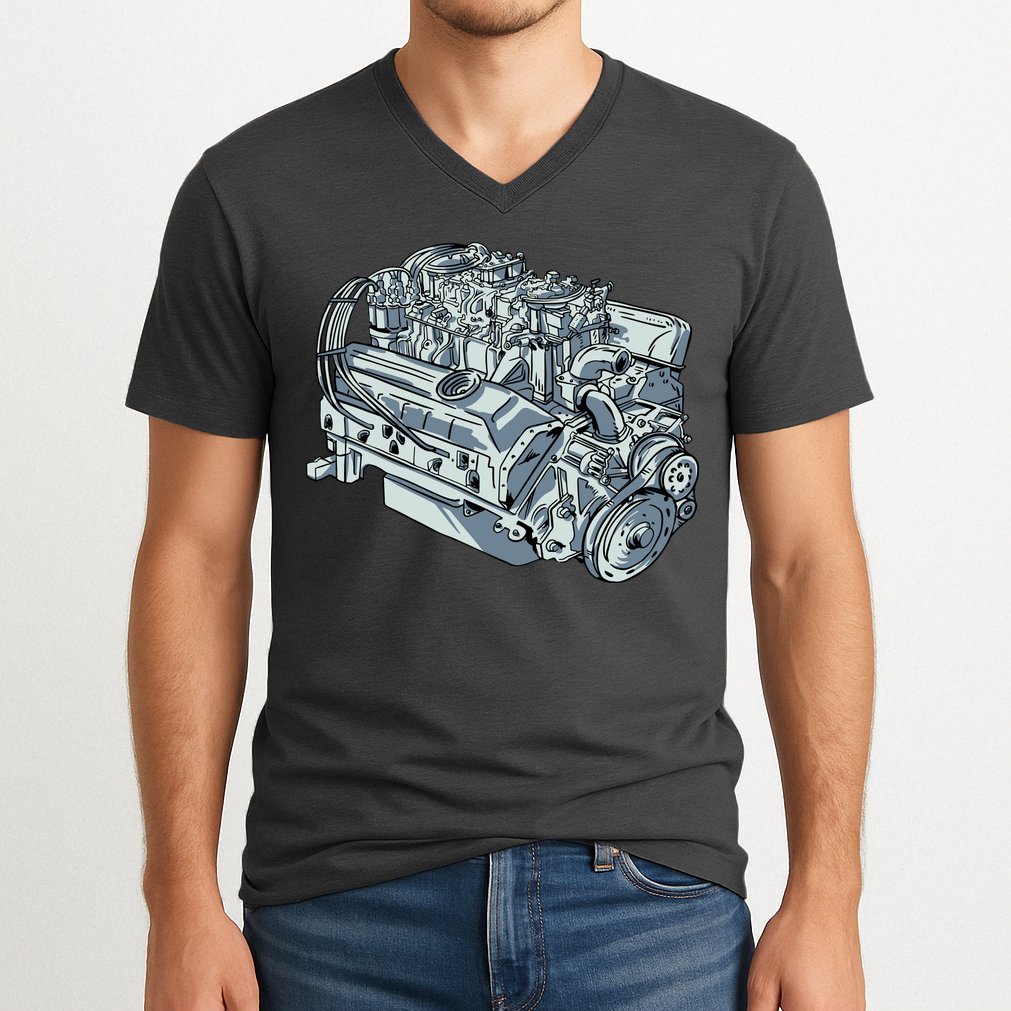Realistic Car Engine V-Neck T-Shirt