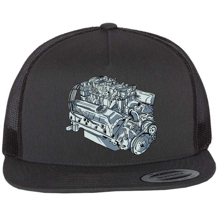 Realistic Car Engine Flatbill Hat