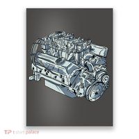 Realistic Car Engine Poster