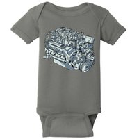 Realistic Car Engine Baby Bodysuit