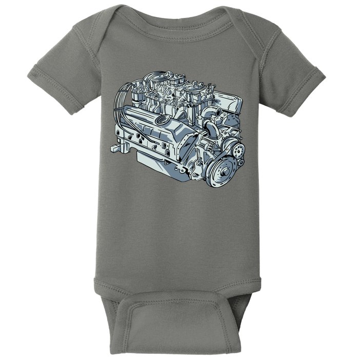 Realistic Car Engine Baby Bodysuit