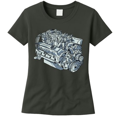 Realistic Car Engine Womens T-Shirt