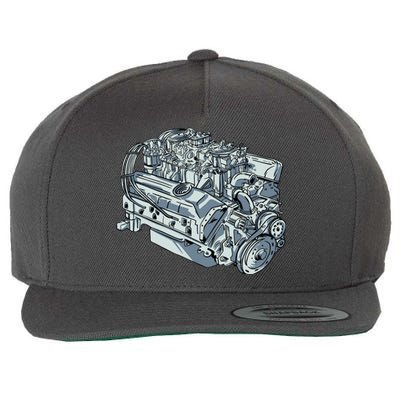 Realistic Car Engine Wool Snapback Cap