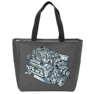 Realistic Car Engine Zip Tote Bag