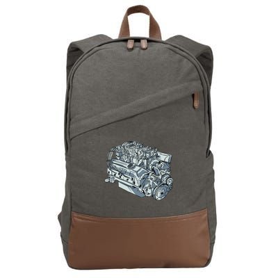 Realistic Car Engine Cotton Canvas Backpack