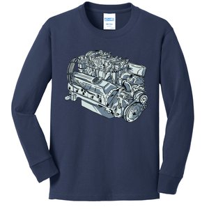 Realistic Car Engine Kids Long Sleeve Shirt