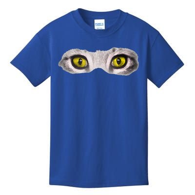 Realistic Cat Eyes Kitty Feline Graphic Art Black Halloween Kids T-Shirt