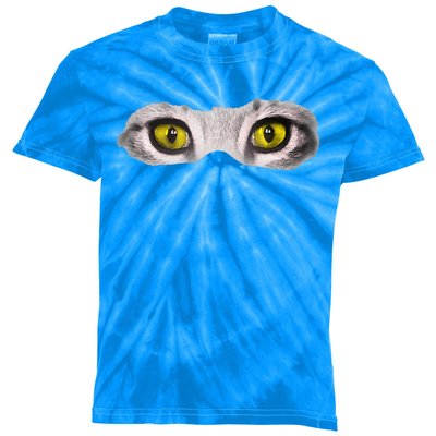 Realistic Cat Eyes Kitty Feline Graphic Art Black Halloween Kids Tie-Dye T-Shirt