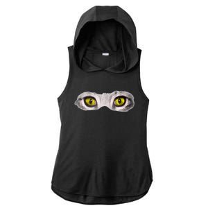 Realistic Cat Eyes Kitty Feline Graphic Art Black Halloween Ladies PosiCharge Tri-Blend Wicking Draft Hoodie Tank