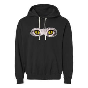 Realistic Cat Eyes Kitty Feline Graphic Art Black Halloween Garment-Dyed Fleece Hoodie