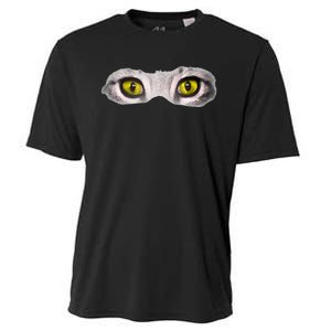 Realistic Cat Eyes Kitty Feline Graphic Art Black Halloween Cooling Performance Crew T-Shirt