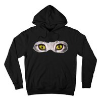 Realistic Cat Eyes Kitty Feline Graphic Art Black Halloween Hoodie