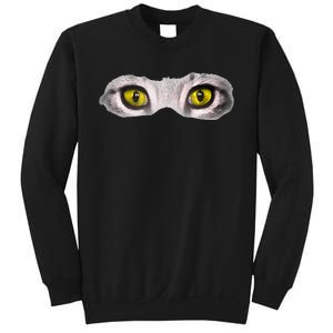 Realistic Cat Eyes Kitty Feline Graphic Art Black Halloween Sweatshirt