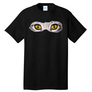 Realistic Cat Eyes Kitty Feline Graphic Art Black Halloween Tall T-Shirt