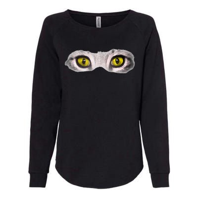 Realistic Cat Eyes Kitty Feline Graphic Art Black Halloween Womens California Wash Sweatshirt