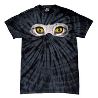 Realistic Cat Eyes Kitty Feline Graphic Art Black Halloween Tie-Dye T-Shirt