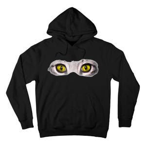 Realistic Cat Eyes Kitty Feline Graphic Art Black Halloween Tall Hoodie