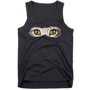 Realistic Cat Eyes Kitty Feline Graphic Art Black Halloween Tank Top