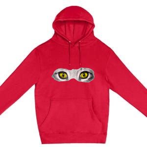 Realistic Cat Eyes Kitty Feline Graphic Art Black Halloween Premium Pullover Hoodie