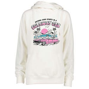 Retro Car Enthusiast Classic Design Womens Funnel Neck Pullover Hood