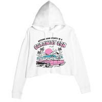 Retro Car Enthusiast Classic Design Crop Fleece Hoodie