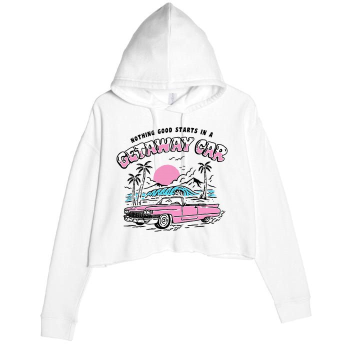 Retro Car Enthusiast Classic Design Crop Fleece Hoodie