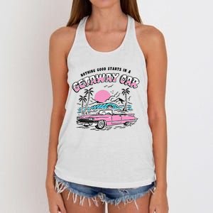 Retro Car Enthusiast Classic Design Women's Knotted Racerback Tank