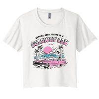 Retro Car Enthusiast Classic Design Women's Crop Top Tee