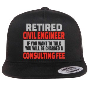 Retired Civil Engineer Funny Retirement Party Humor Flat Bill Trucker Hat