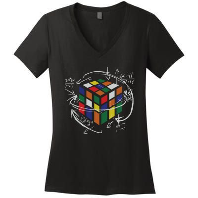 Rubix's Cube EQUATION Funny Women's V-Neck T-Shirt